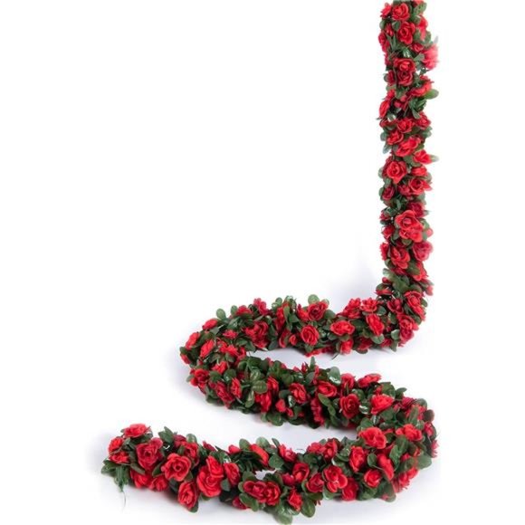8 Pcs 66FT Flower Garland, Artificial Rose Vine Flowers with Green Leaves - Picture 6 of 6